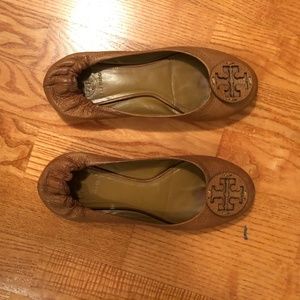 TORY BURCH REVA BROWN BALLET FLATS